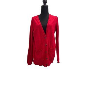 Madewell Women’s Red V-Neck Button-up Cardigan Size Medium